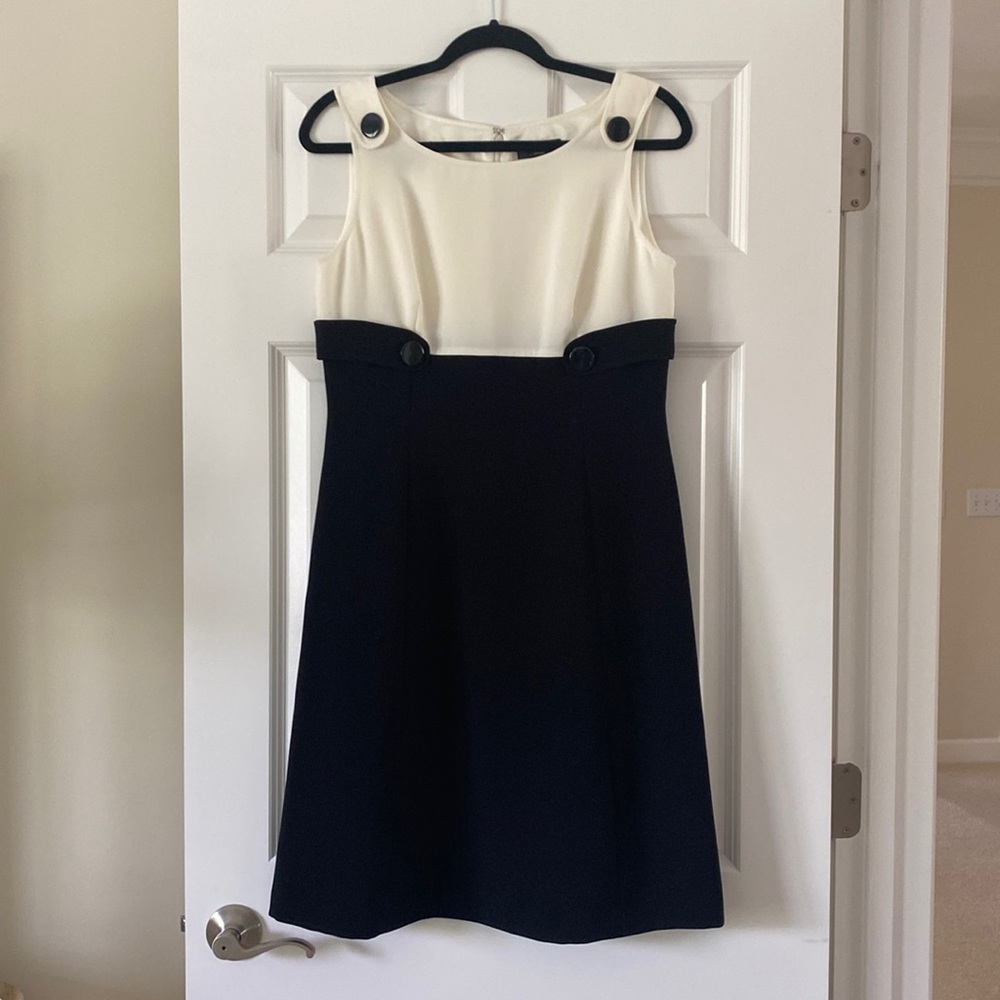 Tahiti Arthur S. Levine 8P sleeveless black & ivory dress.